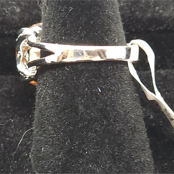 Round Cut Champagne Ring Gift Silver Cubic Zirconia Detail Women's Size 6 NWT - Picture 9 of 11